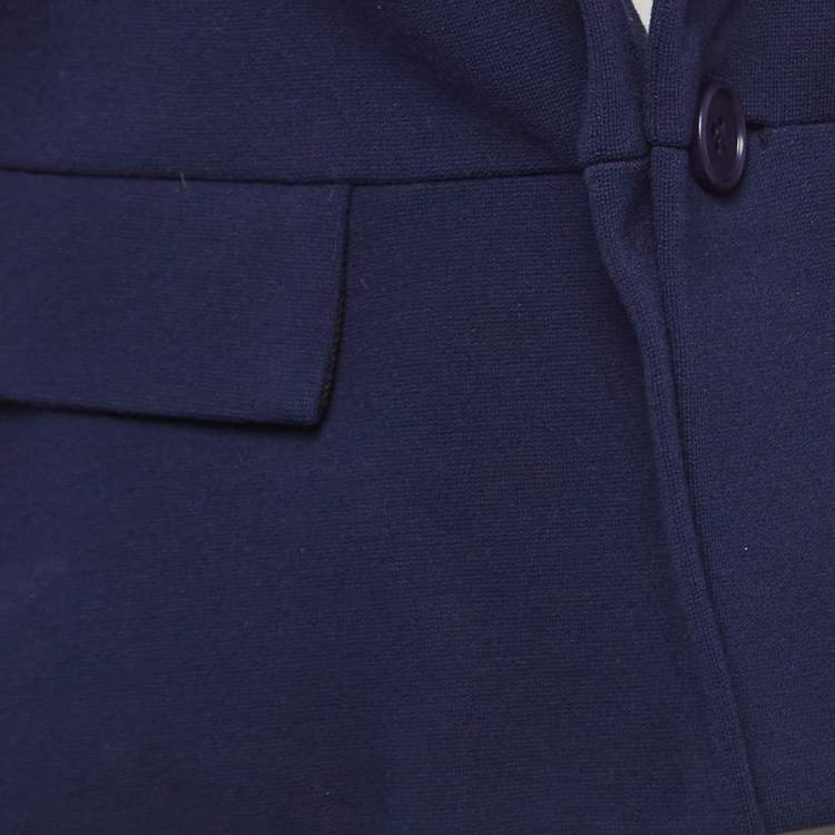 Pre Owned Diane Von Furstenberg Navy Blue Knit Single Breasted Reiko Blazer M