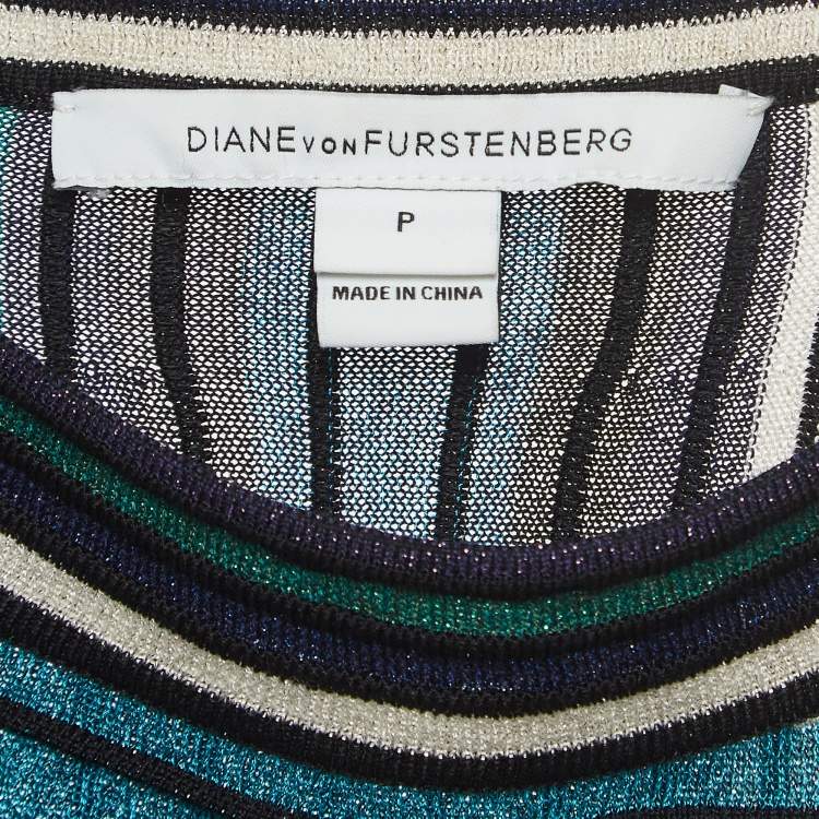 مملوكة مسبقًا Diane Von Furstenberg Multicolor Striped Knit Long Sleeve Top S