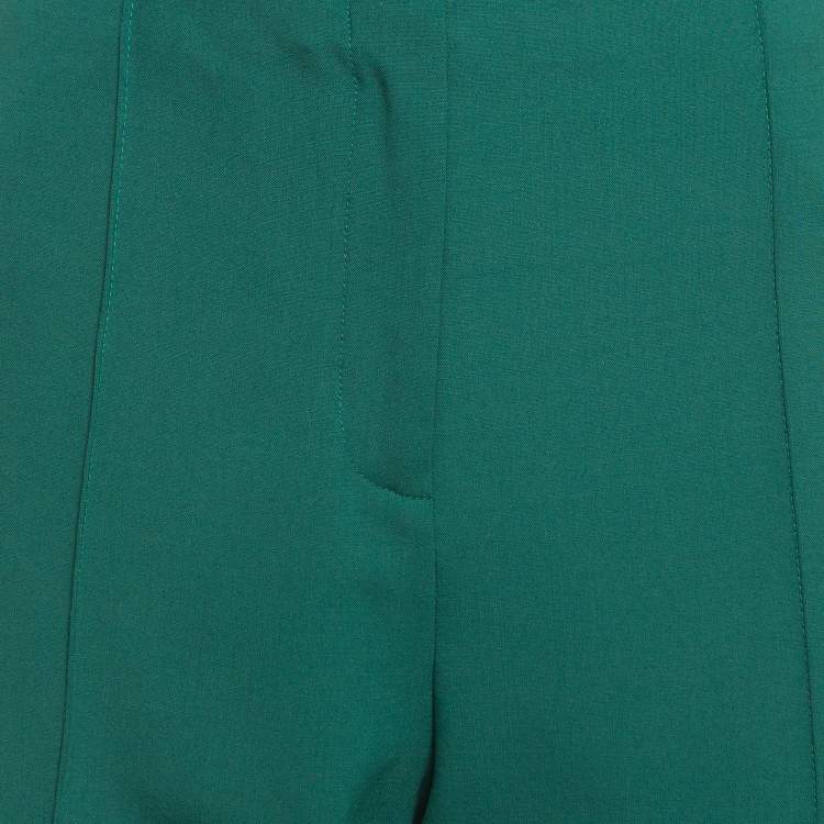 Pre Owned Diane Von Furstenberg Green Wool Straight Leg Trousers M