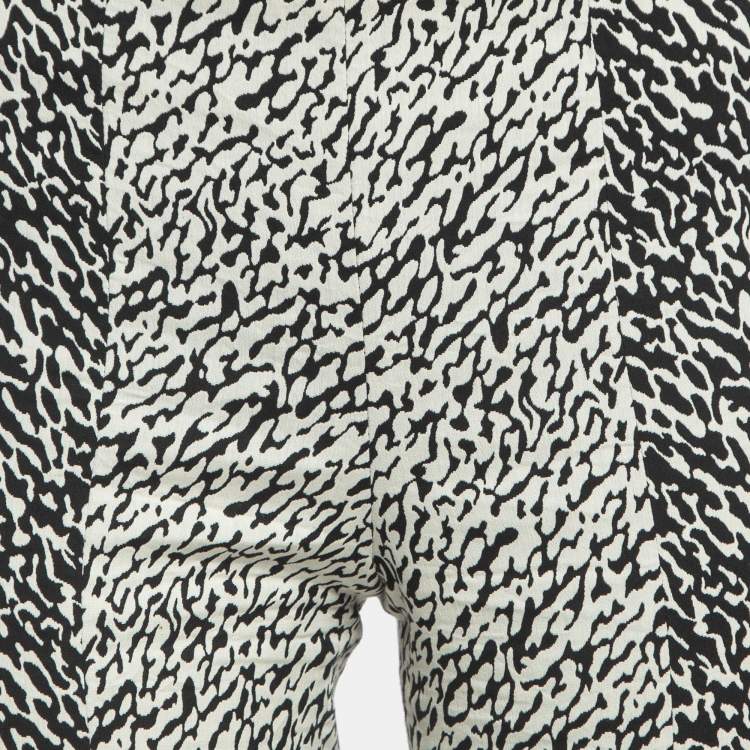 Pre Owned Diane Von Furstenberg Black/White Abstract Print Cotton Blend Skinny Pants S