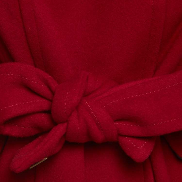 Pre Owned Diane von Furstenberg Red Felted Wool Sabrina Coat M