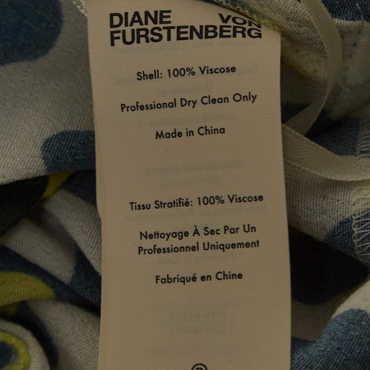Pre Owned Diane Von Furstenberg Green Leopard Print Crepe Midi Wrap Dress M