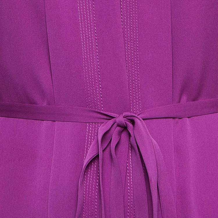 Pre Owned Diane Von Furstenberg Purple Silk Belted Atira Shirt Dress S