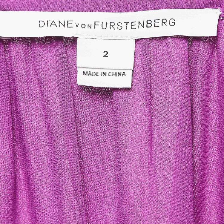 Pre Owned Diane Von Furstenberg Purple Silk Belted Atira Shirt Dress S