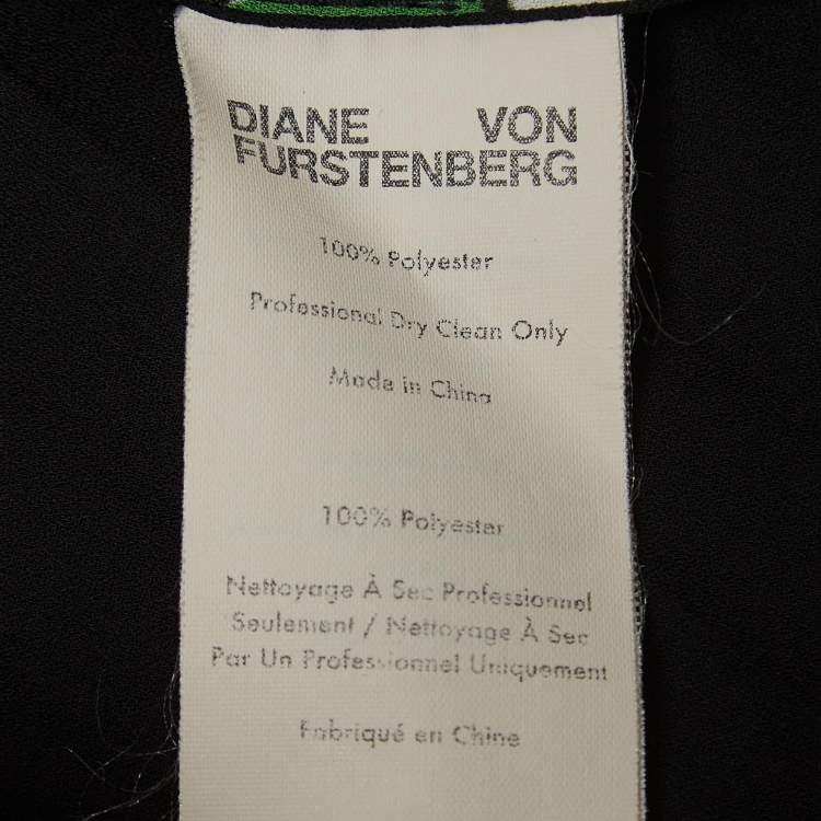 Pre Owned Diane von Furstenberg Green/Black Floral Printed Crepe Silvie Blouse S