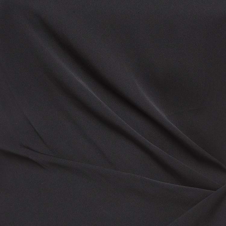Pre Owned Diane Von Furstenberg Black Satin Silk Draped Dress M