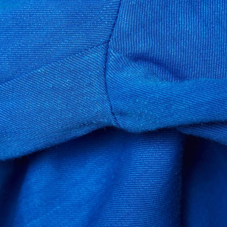 Pre Owned Diane Von Furstenberg Blue Linen Blend Sleeveless V-Neck Jumpsuit M