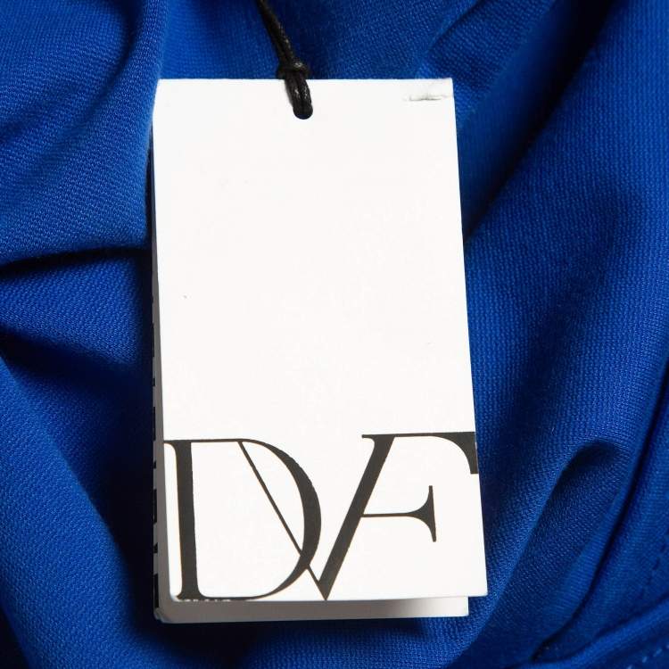 Pre Owned Diane Von Furstenberg Blue Knit Sleeveless Midi Dress M