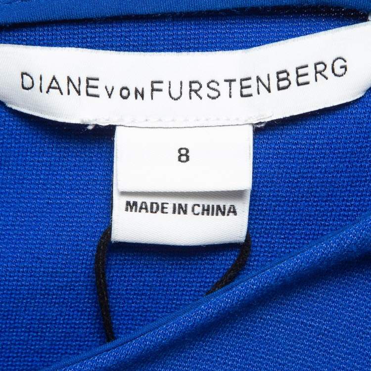 Pre Owned Diane Von Furstenberg Blue Knit Sleeveless Midi Dress M