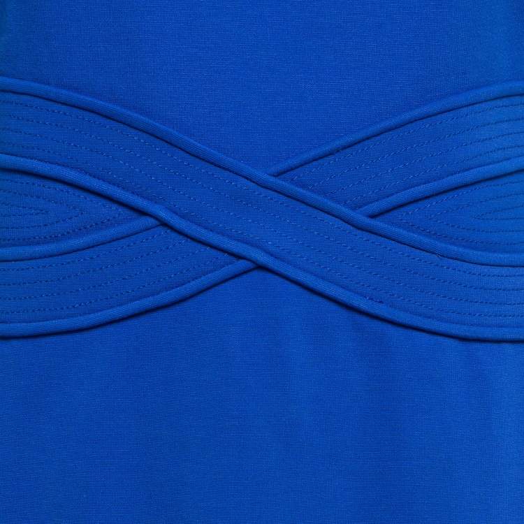 Pre Owned Diane Von Furstenberg Blue Knit Sleeveless Midi Dress M