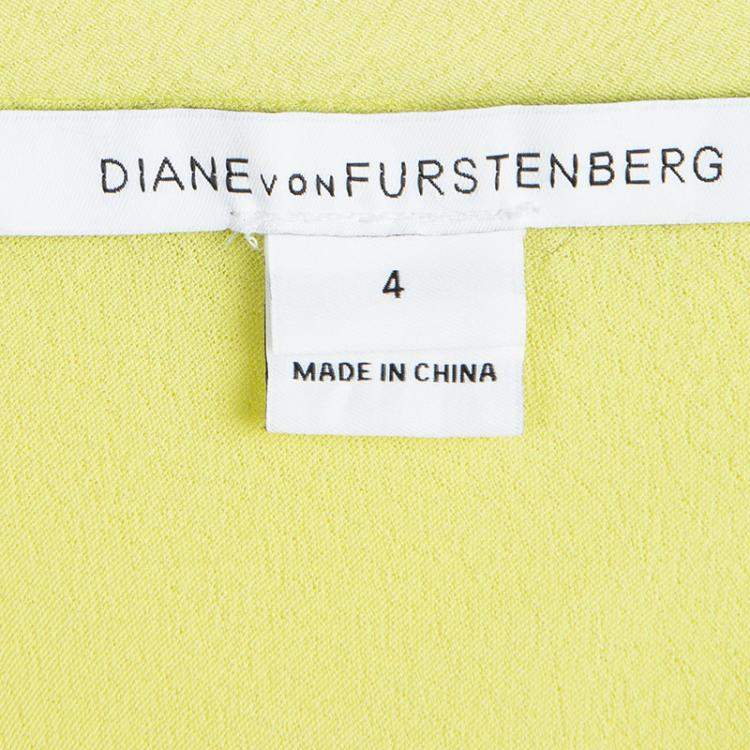 Pre Owned Diane Von Furstenberg Yellow Sleeveless Drop Waist Gagon Dress S
