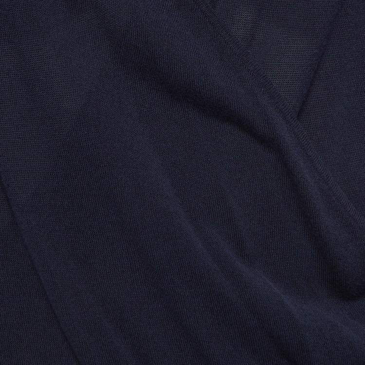Pre Owned Diane Von Furstenberg Navy Blue Knit Wrap Style Top XS