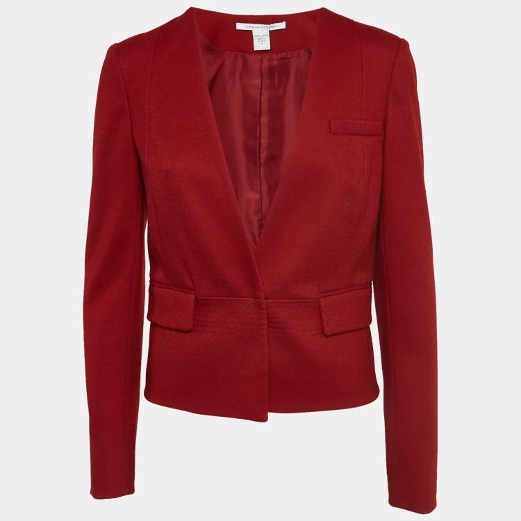 Pre Owned Diane Von Furstenberg Red Wool Single Breasted Blazer M