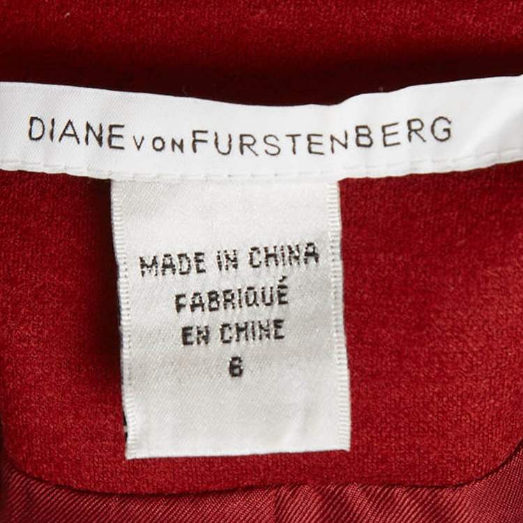 Pre Owned Diane Von Furstenberg Red Wool Single Breasted Blazer M