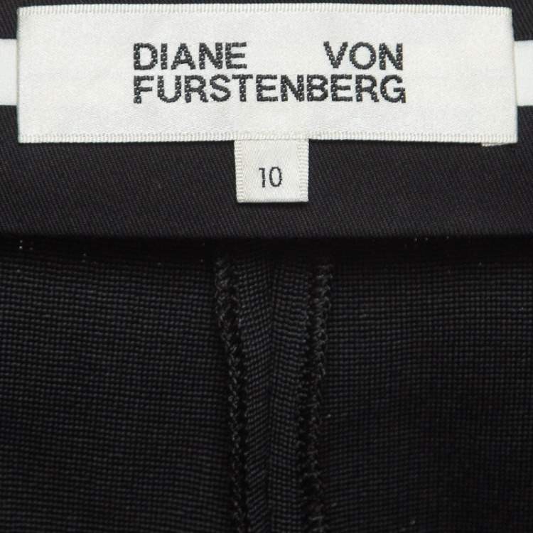 Pre Owned Diane Von Furstenberg Black Stretch Knit Pants L