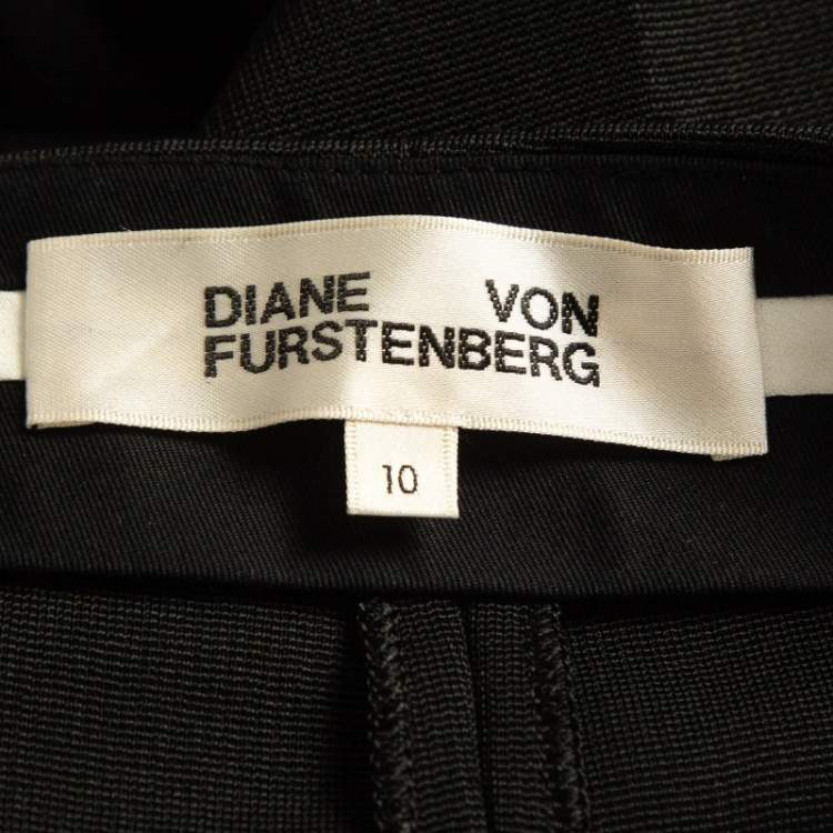 Pre Owned Diane Von Furstenberg Black Stretch Knit Pants L