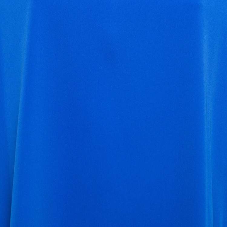 Pre Owned Diane Von Furstenberg Blue Stretch Satin Shift Dress M