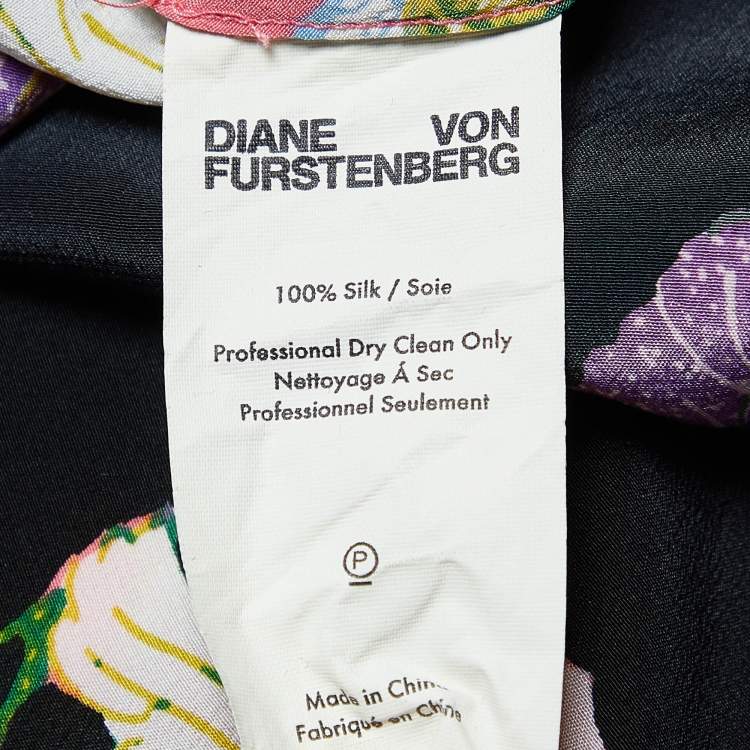Pre Owned Diane Von Furstenberg Multicolor Printed Silk Blouse M