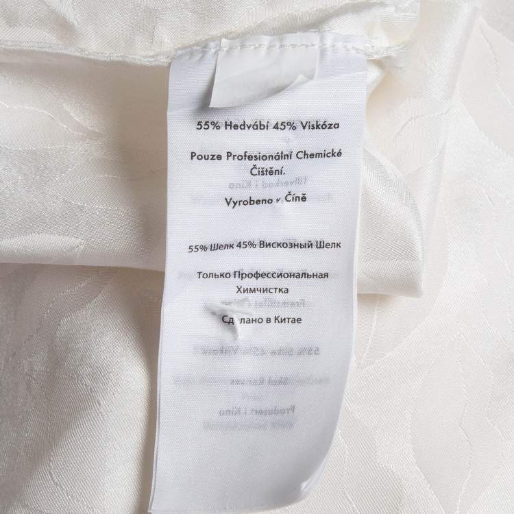 Pre Owned Diane Von Furstenberg White Textured Satin Blouse M