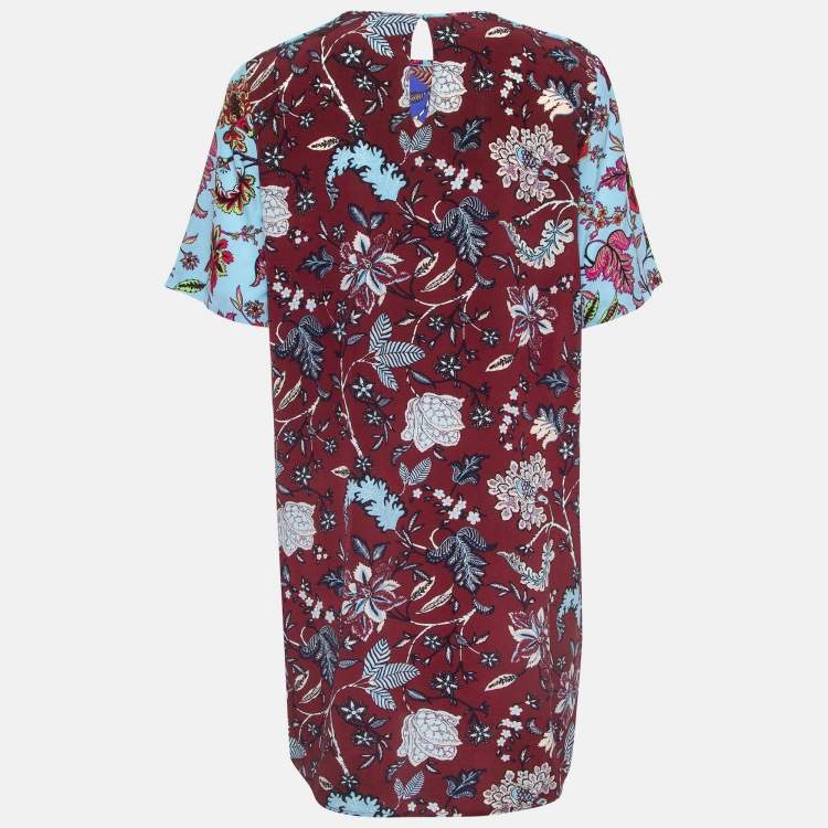 Pre Owned Diane Von Furstenberg Multicolor Printed Silk Shift Dress M
