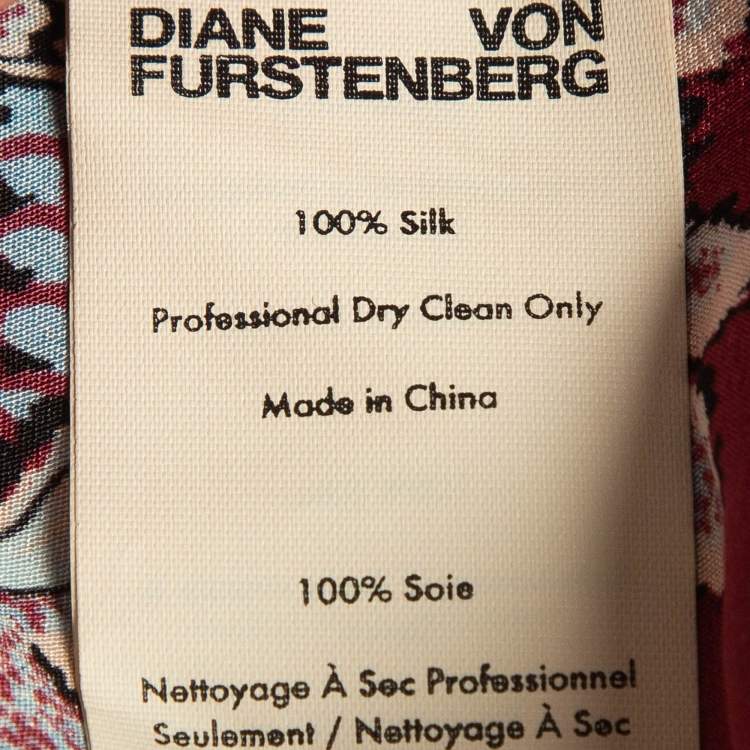 Pre Owned Diane Von Furstenberg Multicolor Printed Silk Shift Dress M