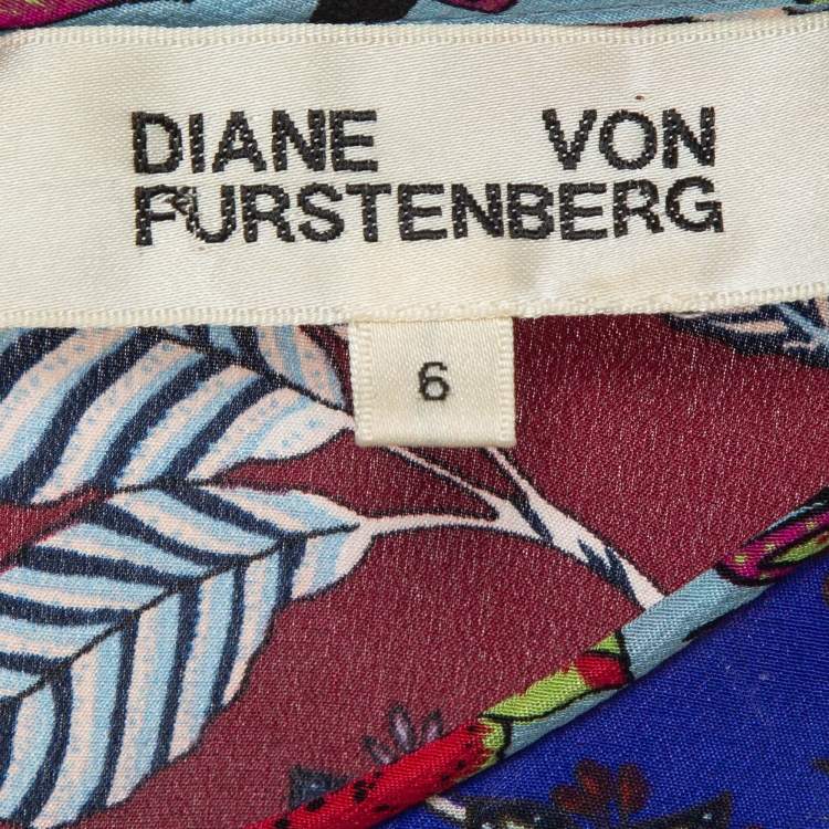 Pre Owned Diane Von Furstenberg Multicolor Printed Silk Shift Dress M