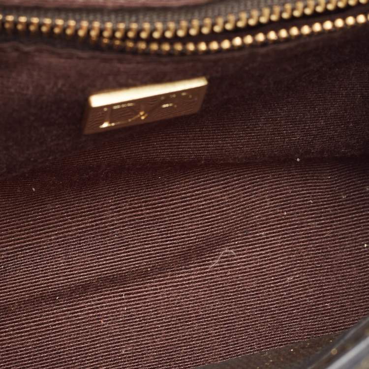 Pre Owned Diane Von Furstenberg Black/Gold Lizard Embossed and Leather Carolina Lips Clutch Bag