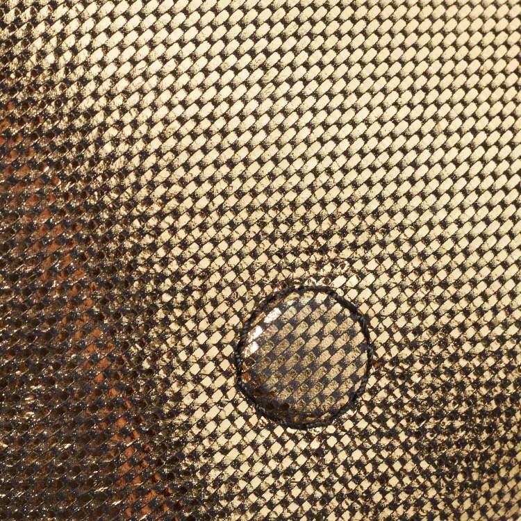 Pre Owned Diane Von Furstenberg Black/Gold Lizard Embossed and Leather Carolina Lips Clutch Bag