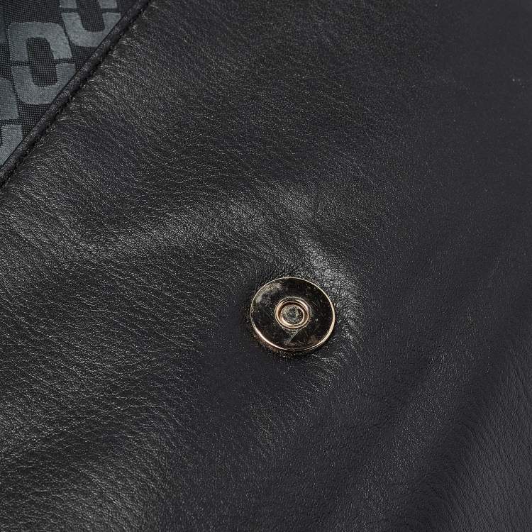 Pre Owned Diane Von Furstenberg Black Croc Embossed and Leather Flap 440 Shoulder Bag