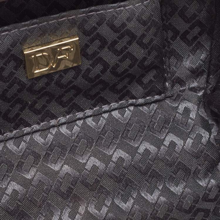 Pre Owned Diane Von Furstenberg Blue/Black Snakeskin Evil Eye Minaudiere Clutch