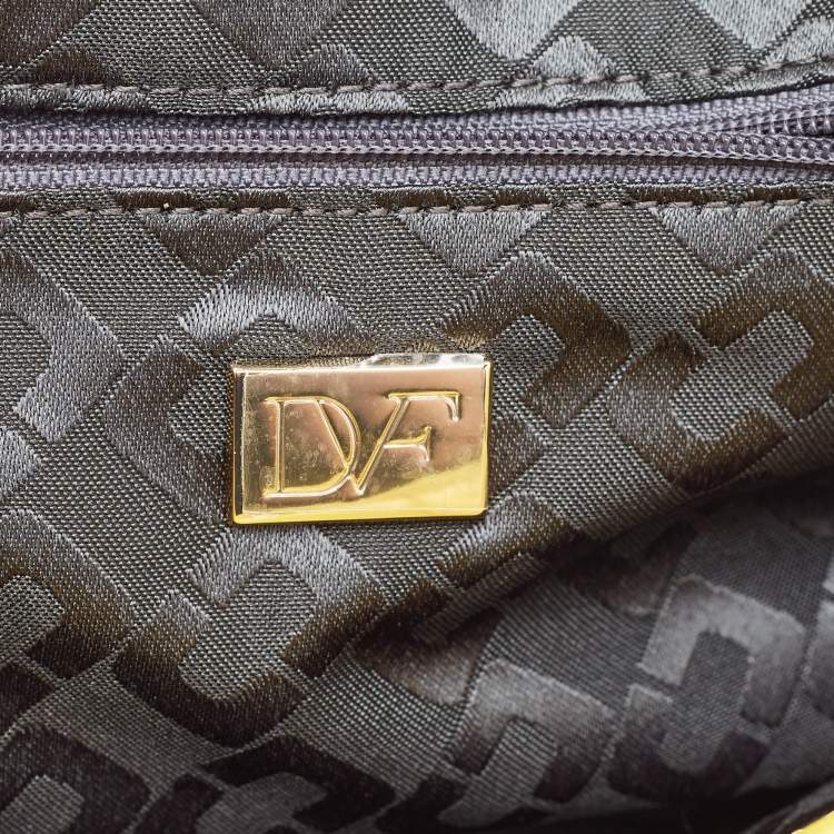 Pre Owned Diane Von Furstenberg Yellow Croc Embossed Leather 440 EVLP Clutch
