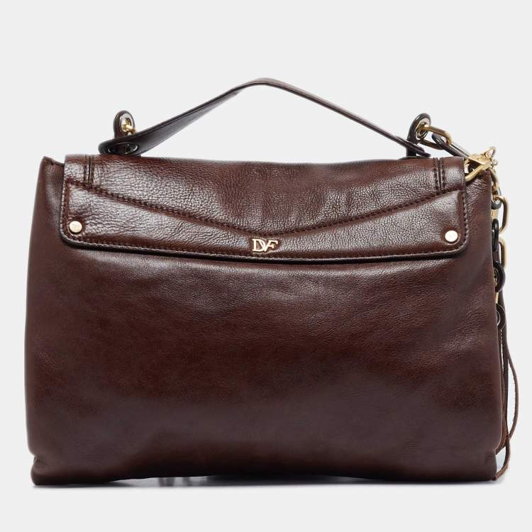 Pre Owned Diane Von Furstenberg Dark Brown Leather Harper Day Shoulder Bag