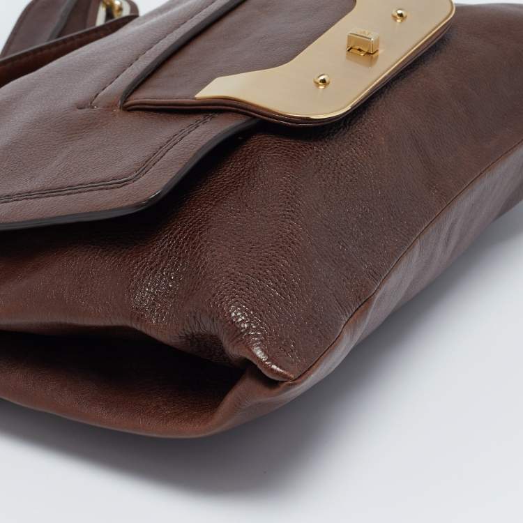 Pre Owned Diane Von Furstenberg Dark Brown Leather Harper Day Shoulder Bag