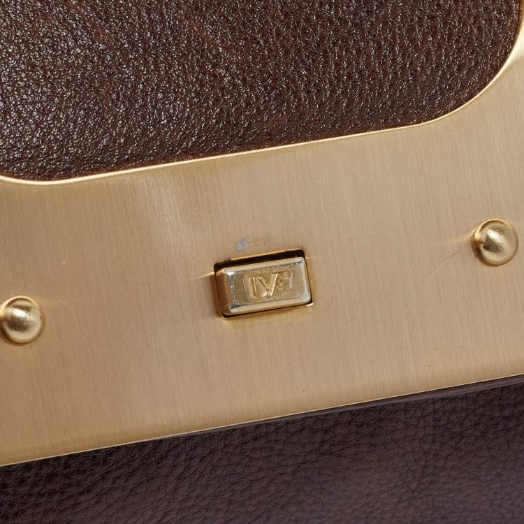 Pre Owned Diane Von Furstenberg Dark Brown Leather Harper Day Shoulder Bag
