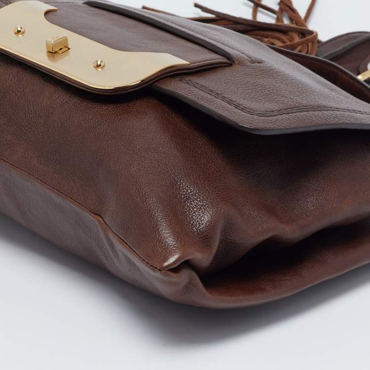 Pre Owned Diane Von Furstenberg Dark Brown Leather Harper Day Shoulder Bag