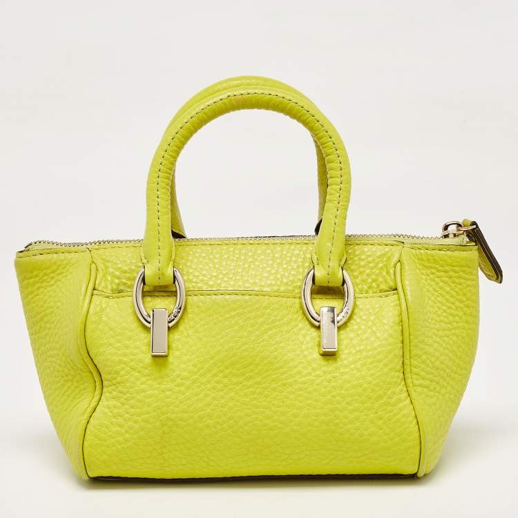Pre Owned Diane Von Furstenberg Yellow Leather Mini Sutra Top Handle Bag