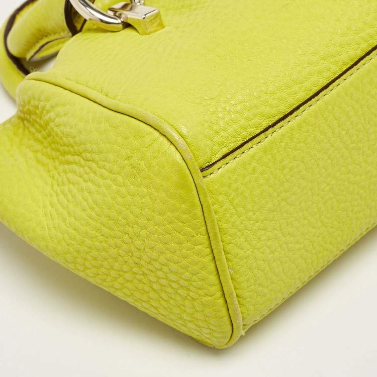 Pre Owned Diane Von Furstenberg Yellow Leather Mini Sutra Top Handle Bag
