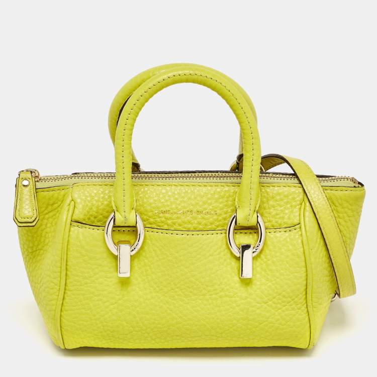 Pre Owned Diane Von Furstenberg Yellow Leather Mini Sutra Top Handle Bag