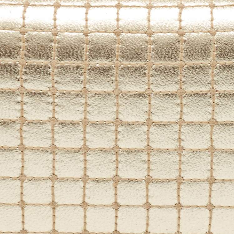 Pre Owned Diane Von Furstenberg Gold Quilted Leather Lytton Minaudiere Clutch