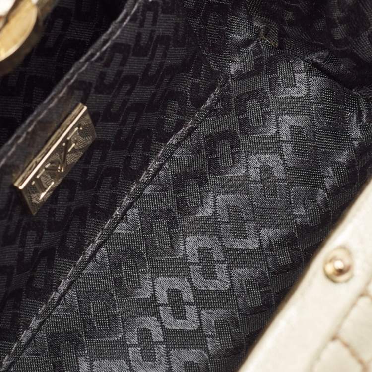 Pre Owned Diane Von Furstenberg Gold Quilted Leather Lytton Minaudiere Clutch