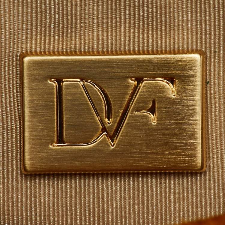 Pre Owned Diane Von Furstenberg Yellow Leather and Suede Harper Flap Shoulder Bag
