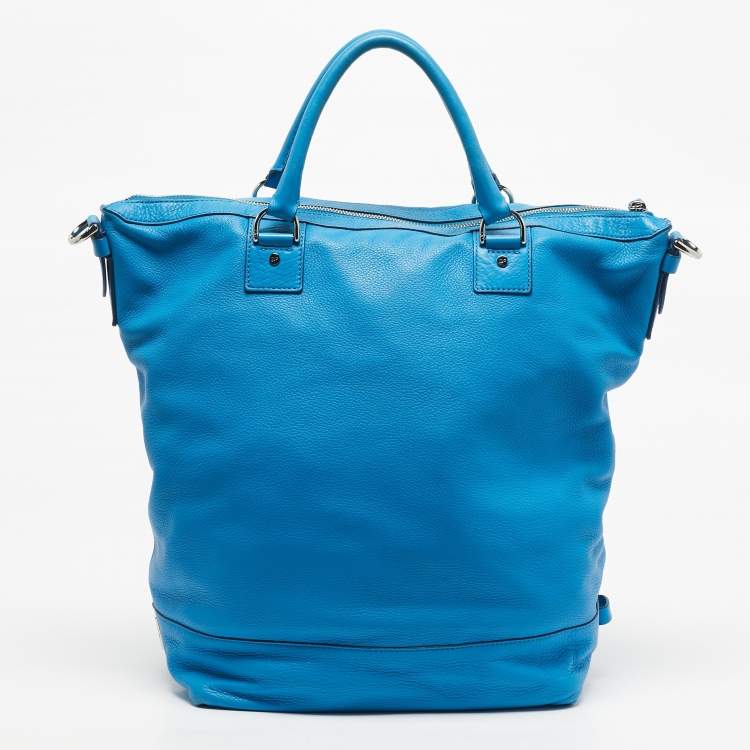 Pre Owned Diane Von Furstenberg Blue Leather Drew Bucket Tote
