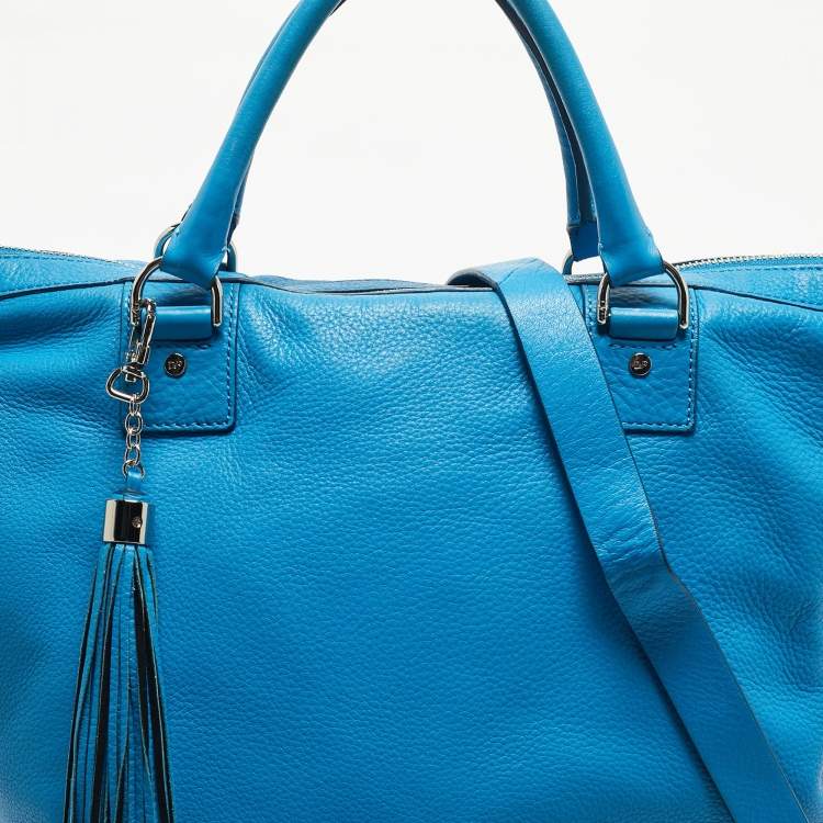 Pre Owned Diane Von Furstenberg Blue Leather Drew Bucket Tote