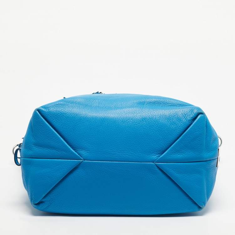 Pre Owned Diane Von Furstenberg Blue Leather Drew Bucket Tote