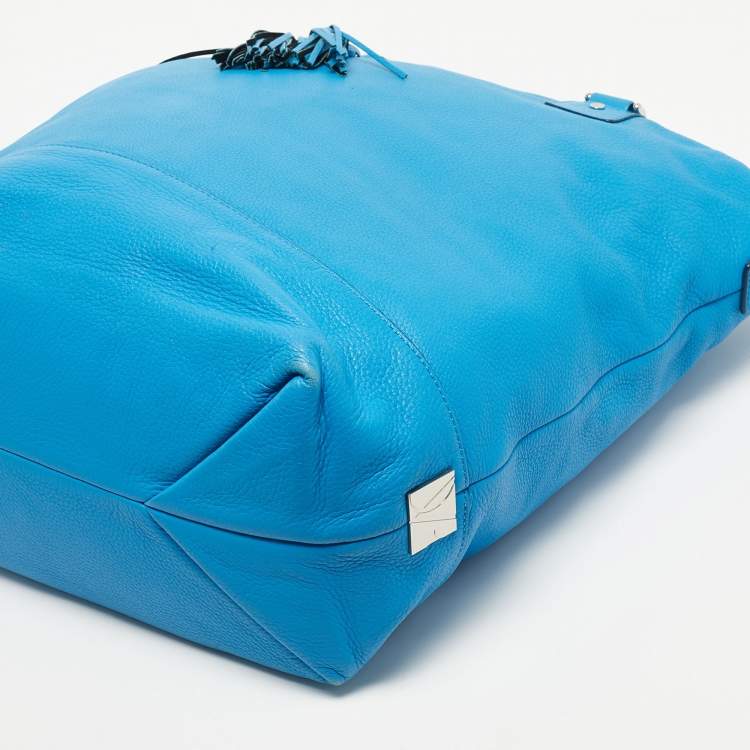 Pre Owned Diane Von Furstenberg Blue Leather Drew Bucket Tote