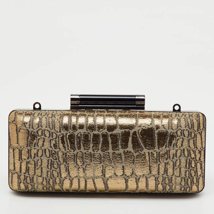 Pre Owned Diane Von Furstenberg Metallic Gold Jacquard Clutch