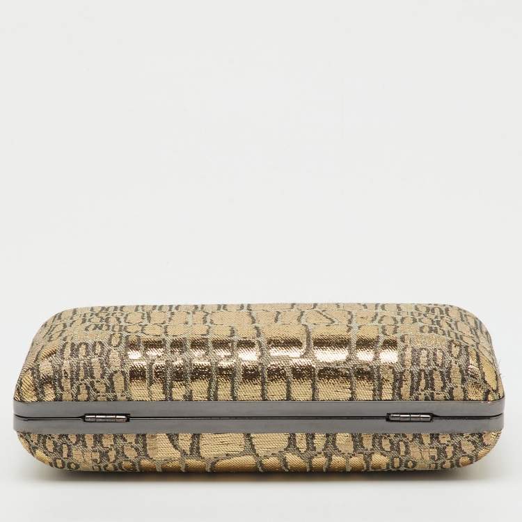 Pre Owned Diane Von Furstenberg Metallic Gold Jacquard Clutch