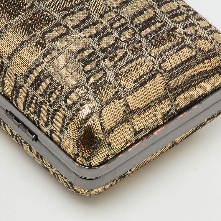 Pre Owned Diane Von Furstenberg Metallic Gold Jacquard Clutch