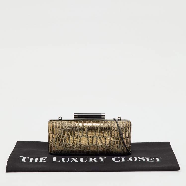 Pre Owned Diane Von Furstenberg Metallic Gold Jacquard Clutch
