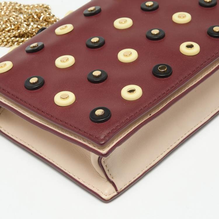 Pre Owned حقوق كلتش ديان فون فرستنبرغ سهرات مرصعة جلد بورجوندي/بيج